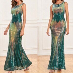 Luxe mermaid hem party formal sequins dress